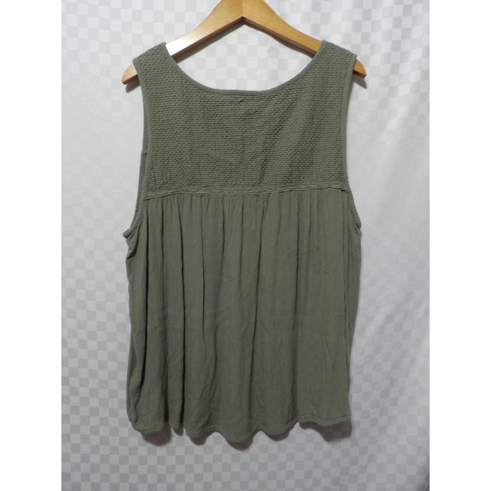 SONOMA Green Embroidered Flowy Tank Top | 2X - Picture 3 of 5